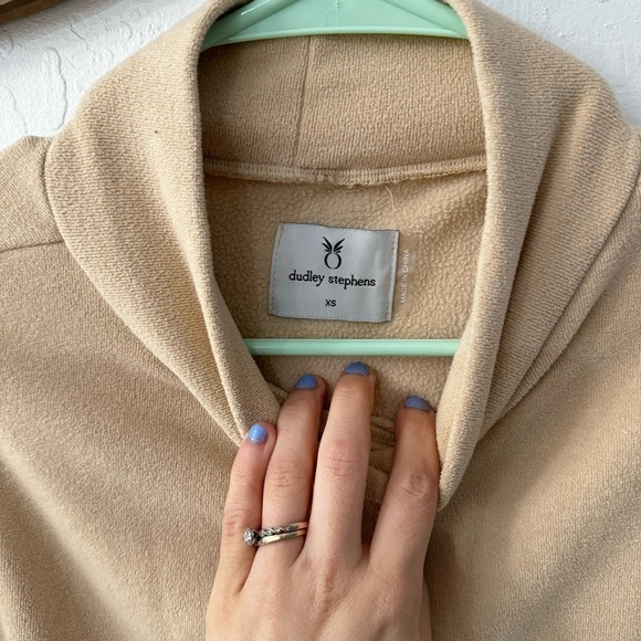 Dudley Stephens Tan Baldwin Mock Neck Terry Cloth Style Sweater XS - Picture 11 of 12